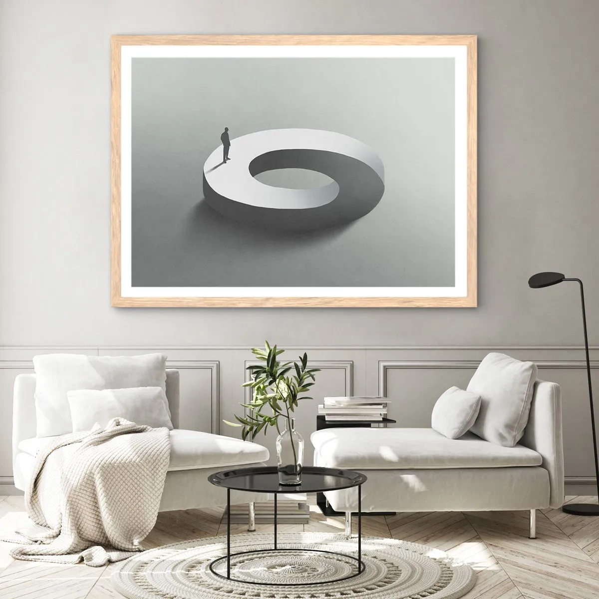 Pôster com moldura de carvalho claro - Seja inteligente - 100x70 cm