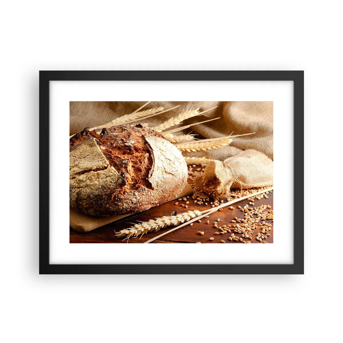 Pôster com moldura preta - Apetitoso, perfumado, crocante - 40x30 cm