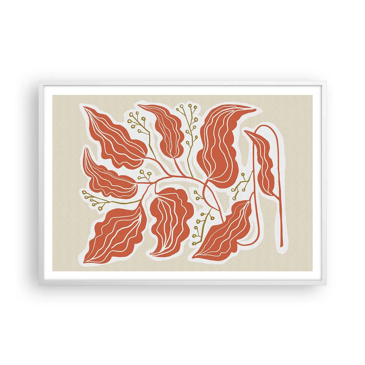 Pôster em moldura branca - Folclórico e coral - 100x70 cm