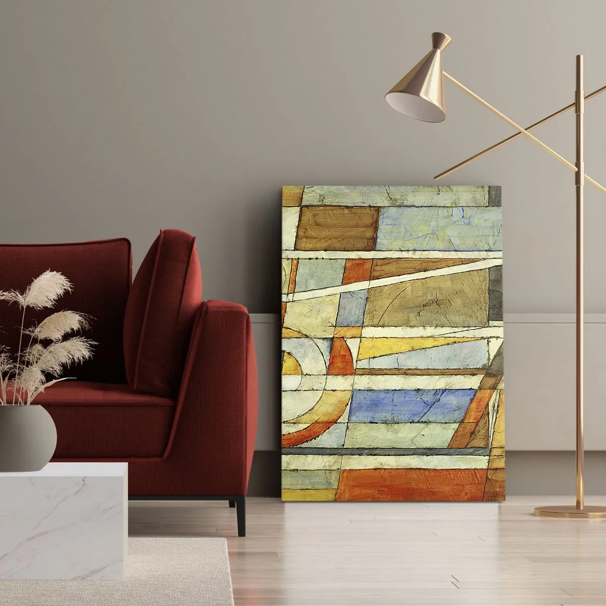 Quadro em tela - Cubismo em construção - 50x70 cm