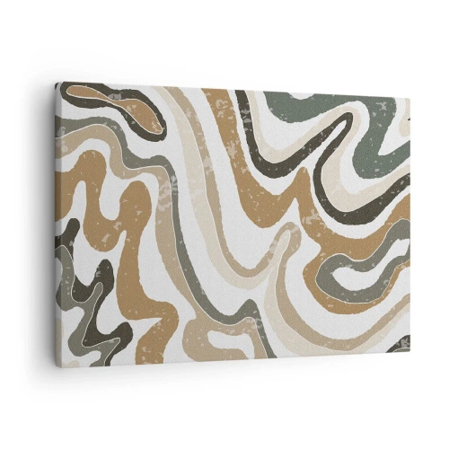 Quadro em tela - Padrões terrosos em tons de marrom e verde - 70x50cm - Meandros de cores da terra - Decoração de parede moderna para a sala de estar e quarto ARTTOR