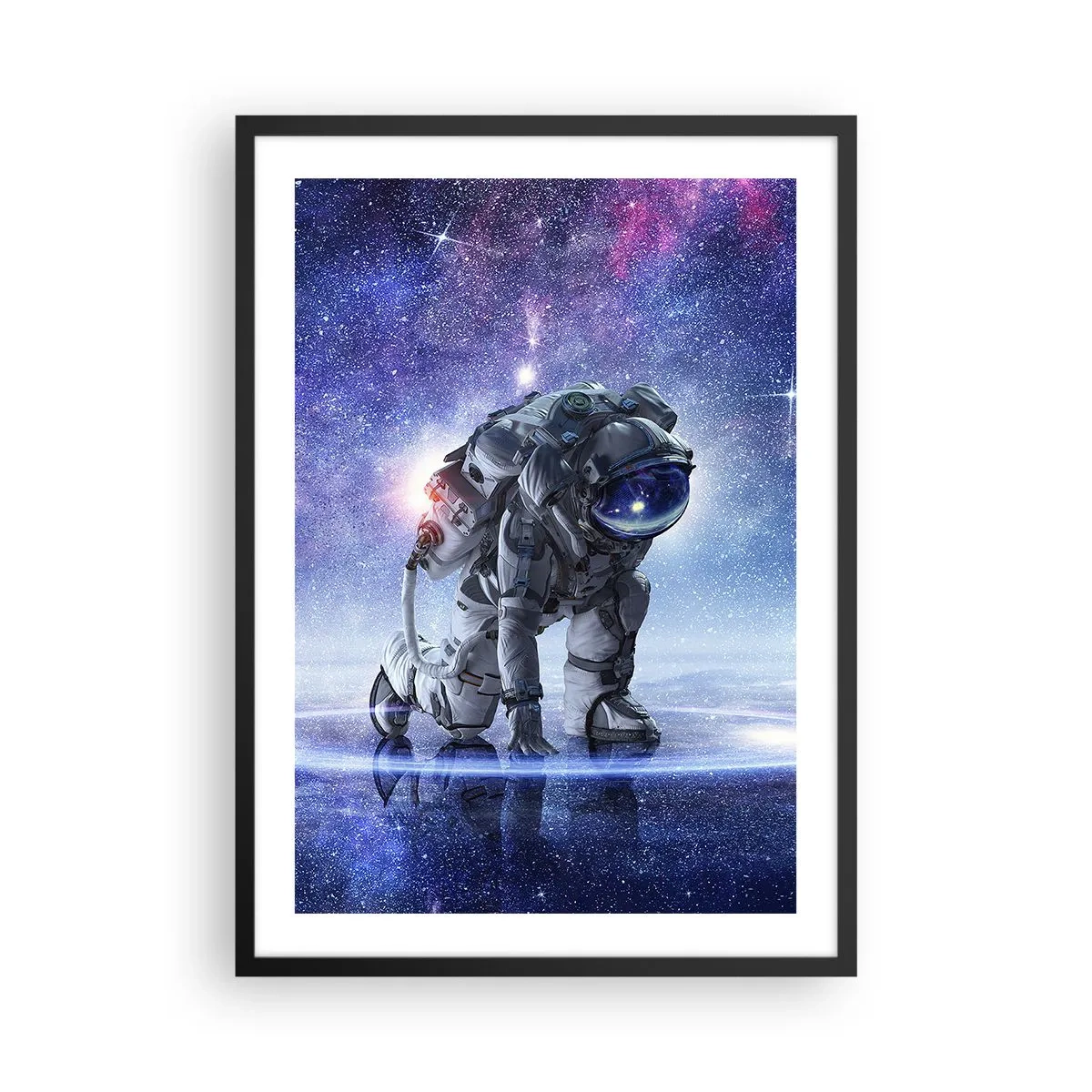 Pôster com moldura preta - Astronauta no contexto do espaço sideral - 50x70cm - Céu estrelado acima de mim - Decoração de parede moderna para a sala de estar e quarto ARTTOR
