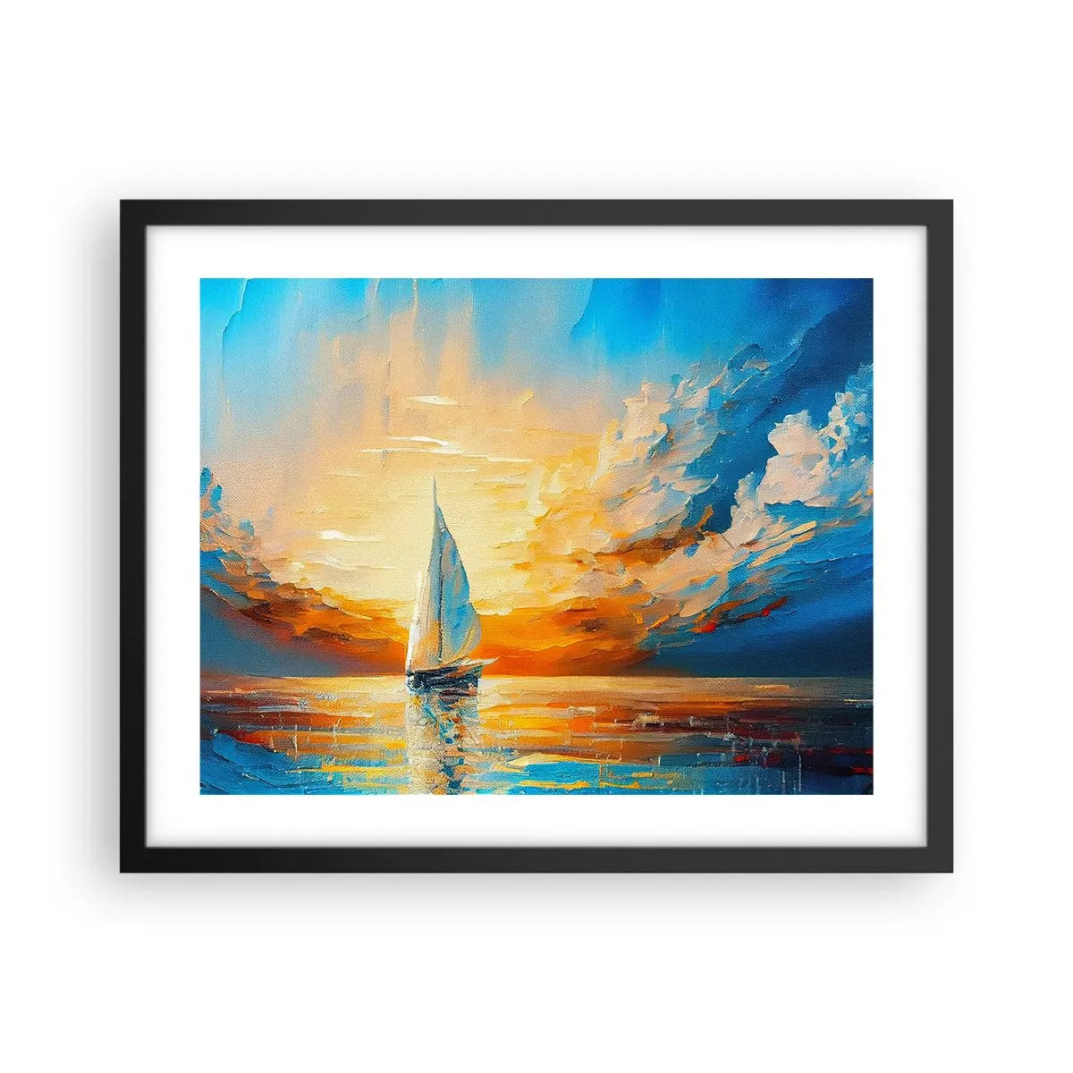 Pôster com moldura preta - Balsa em ouro - 50x40 cm