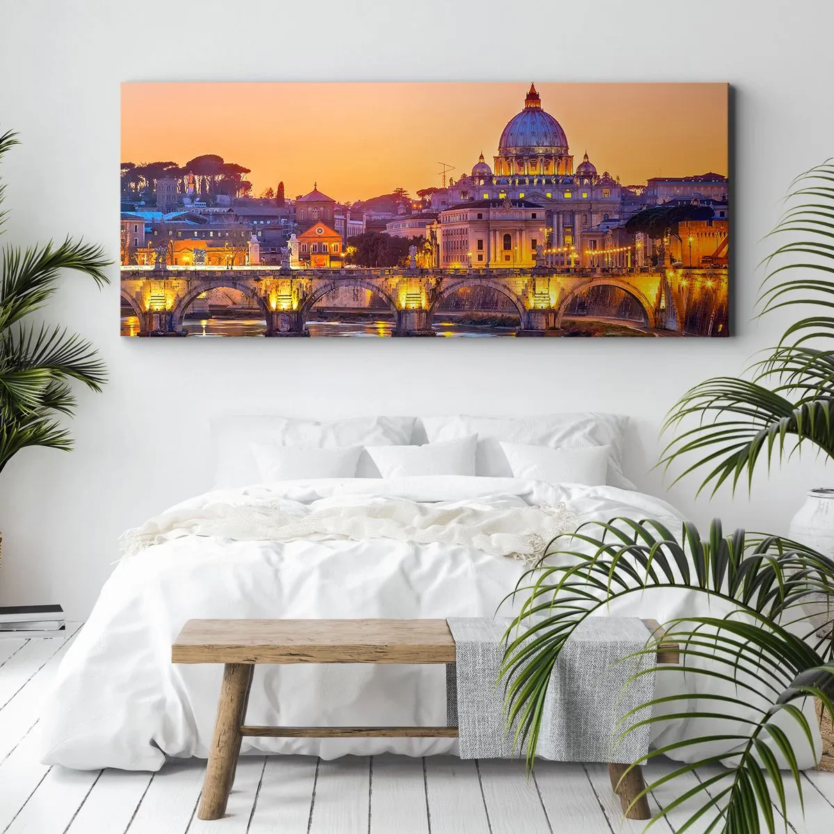 Quadro em tela - Crepúsculo sobre a Cidade Eterna - 100x40 cm