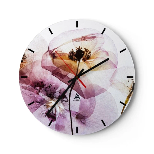 Relógio de parede - Relógio em vidro - A transparência das flores - 40x40 cm