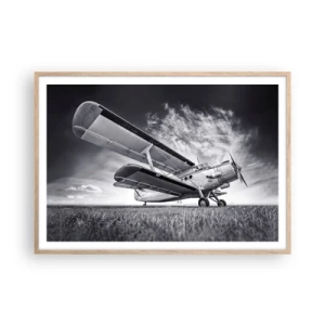 Pôster com moldura de carvalho claro - Andarilho alado - 100x70 cm