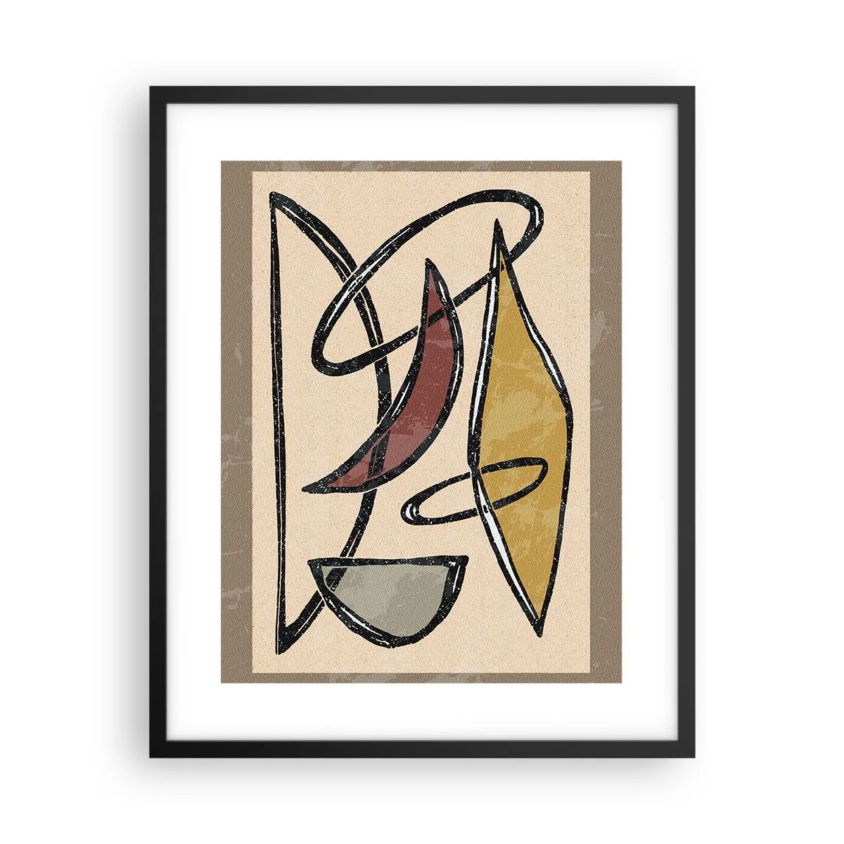Pôster com moldura preta - Composição – arcos e ovais - 40x50 cm