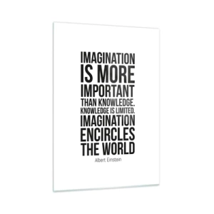 Quadro em vidro - Einstein sobre o poder da imaginação - 50x70 cm