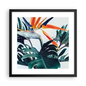 Pôster com moldura preta - Arbusto de passarinho - 40x40 cm