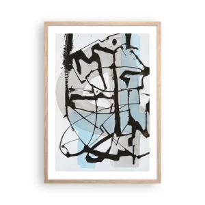 Pôster com moldura de carvalho claro - Azul mesmo assim - 50x70 cm