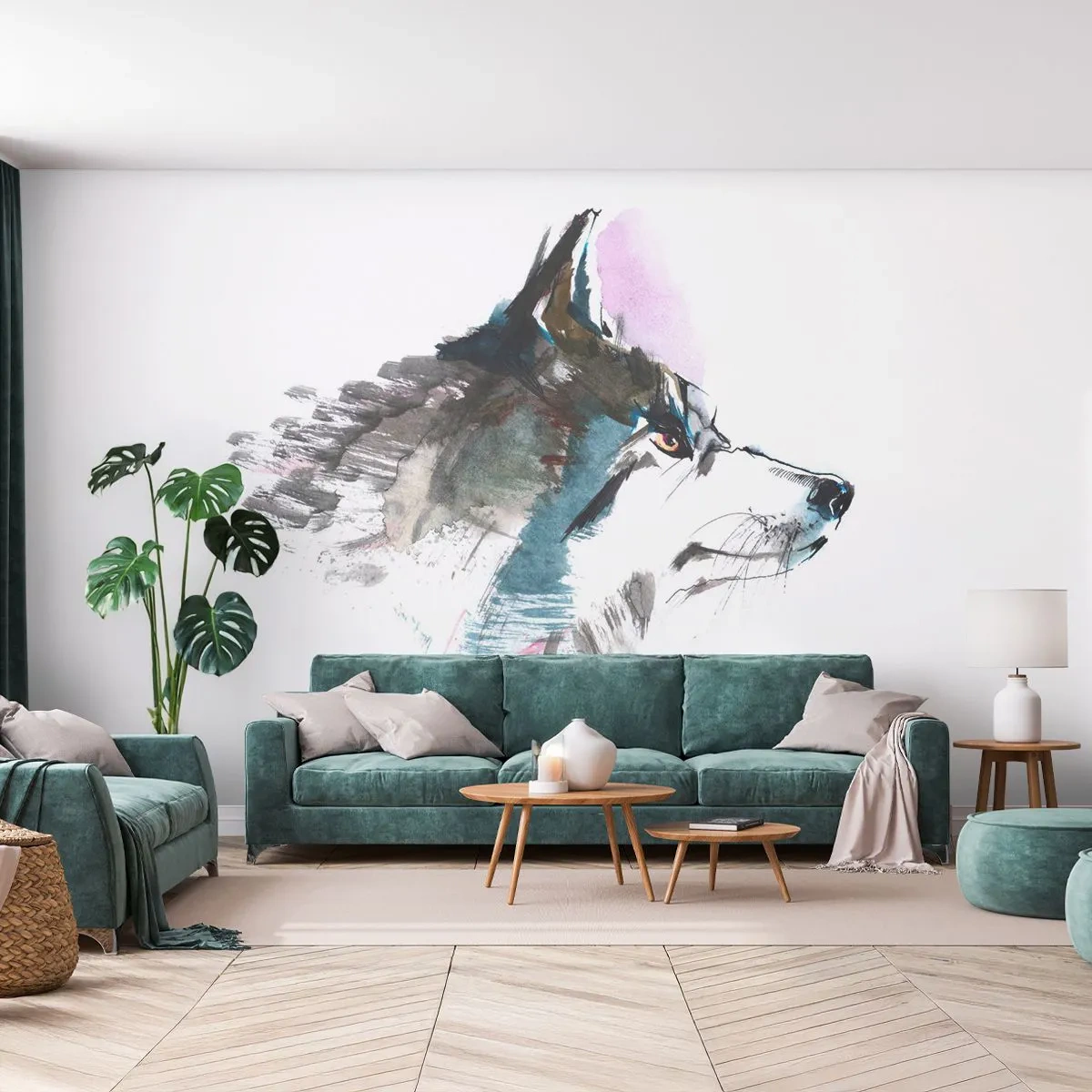 Papel de Parede Premium Sand - O tempo não come o lobo - Abstração, Animais, Cachorro - 100x70 cm