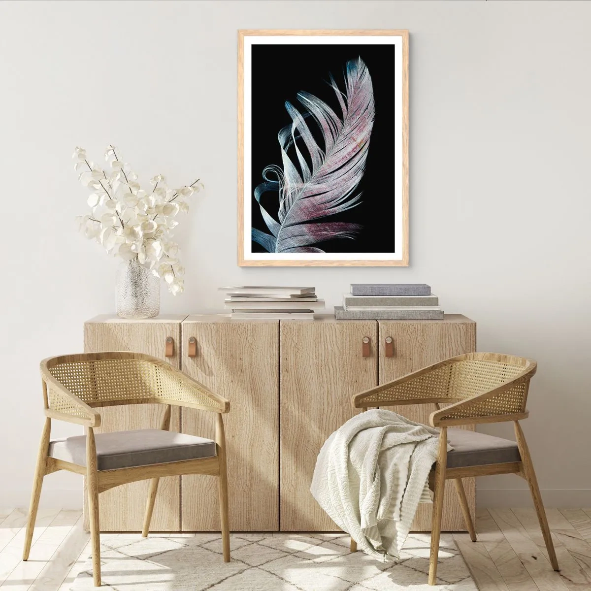 Pôster com moldura de carvalho claro - Pense no toque - 70x100 cm