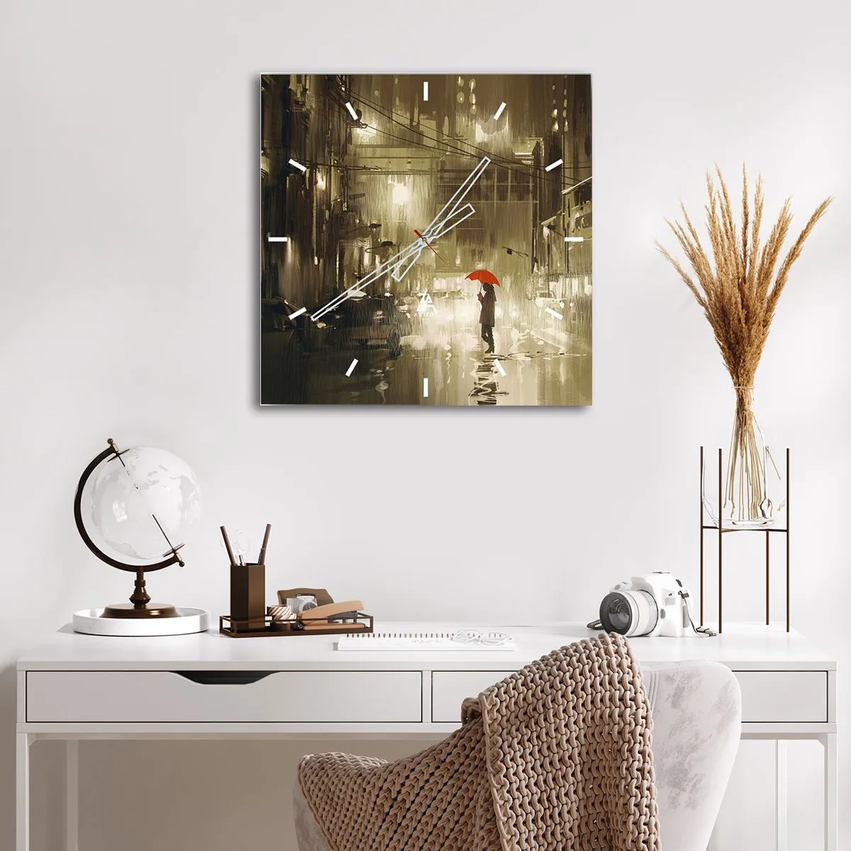 Relógio de parede - Relógio em vidro - Sozinha, mas não solitária - 40x40 cm