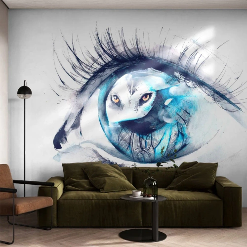 Papel de Parede Standard Eco - Cara a cara com o selvagem - Abstração, Olho, Coruja - 150x105 cm