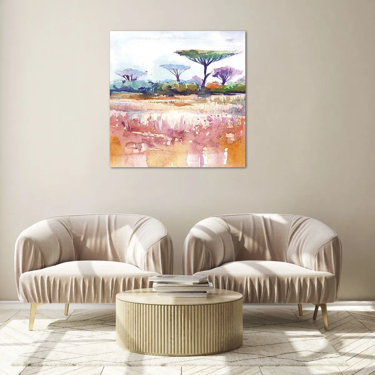 Quadro em vidro - Cores da savana - 60x60 cm
