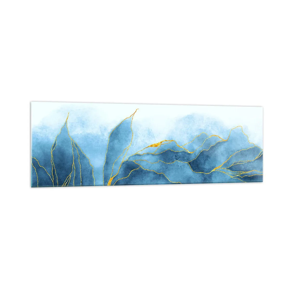 Quadro em vidro - Azul dourado - 160x50 cm