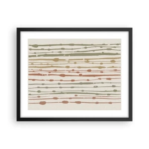 Pôster com moldura preta - Notação musical de cores - 50x40 cm