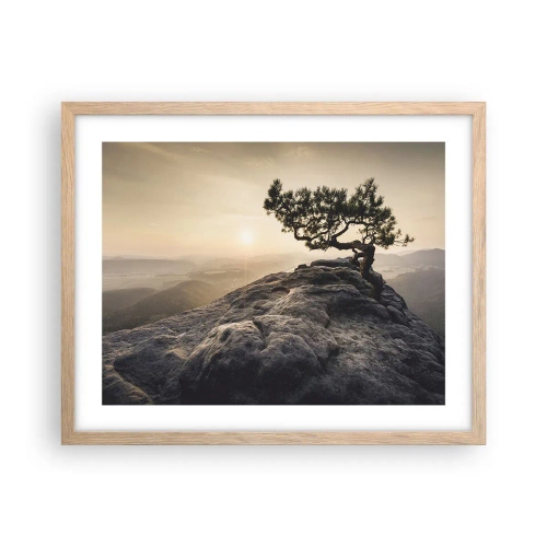 Pôster com moldura de carvalho claro - A vida ganha sempre - 50x40 cm