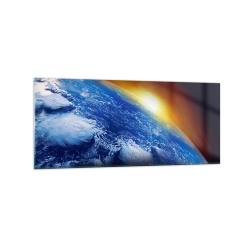 Quadro em vidro - Nascer do sol sobre o planeta azul - 120x50 cm