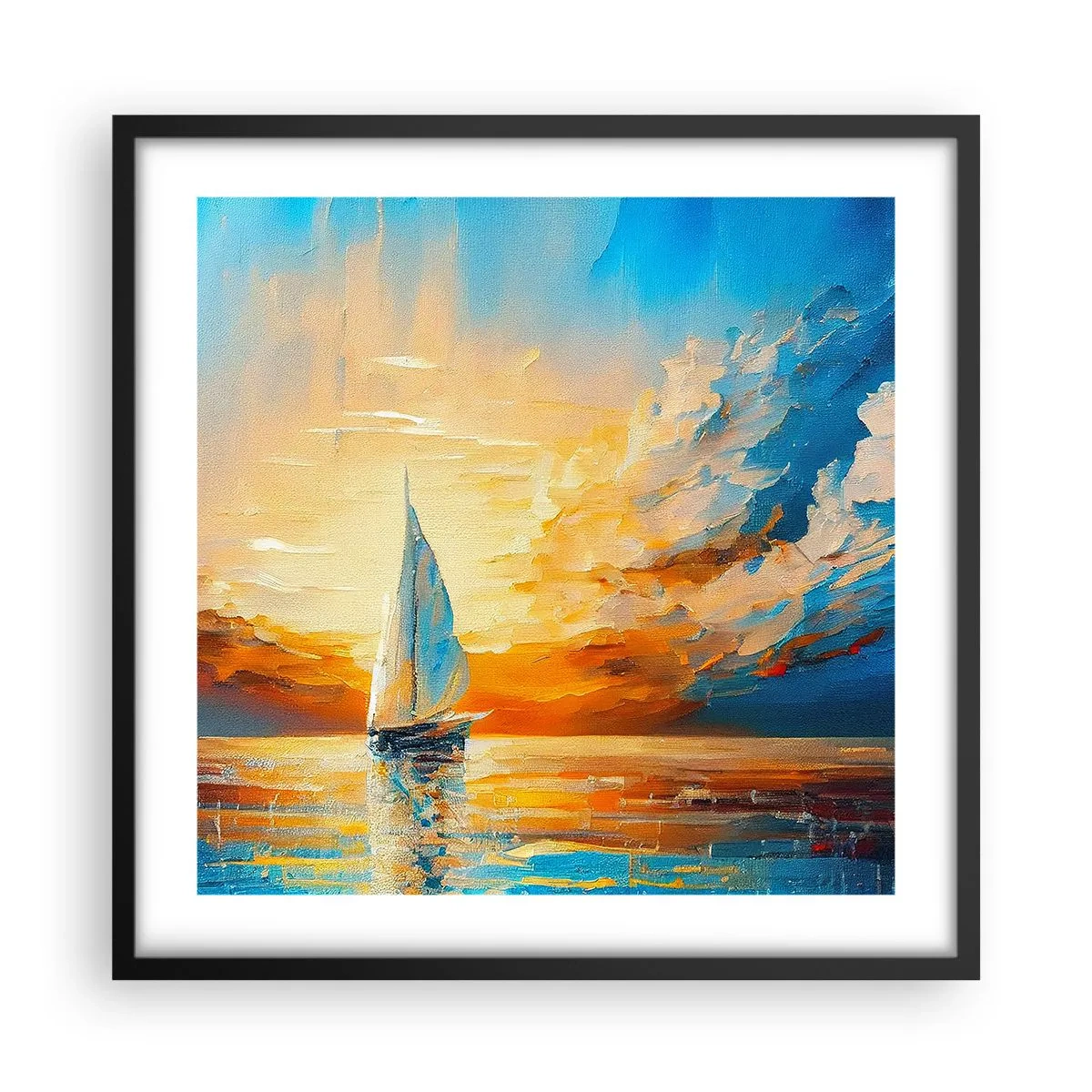 Pôster com moldura preta - Balsa em ouro - 50x50 cm