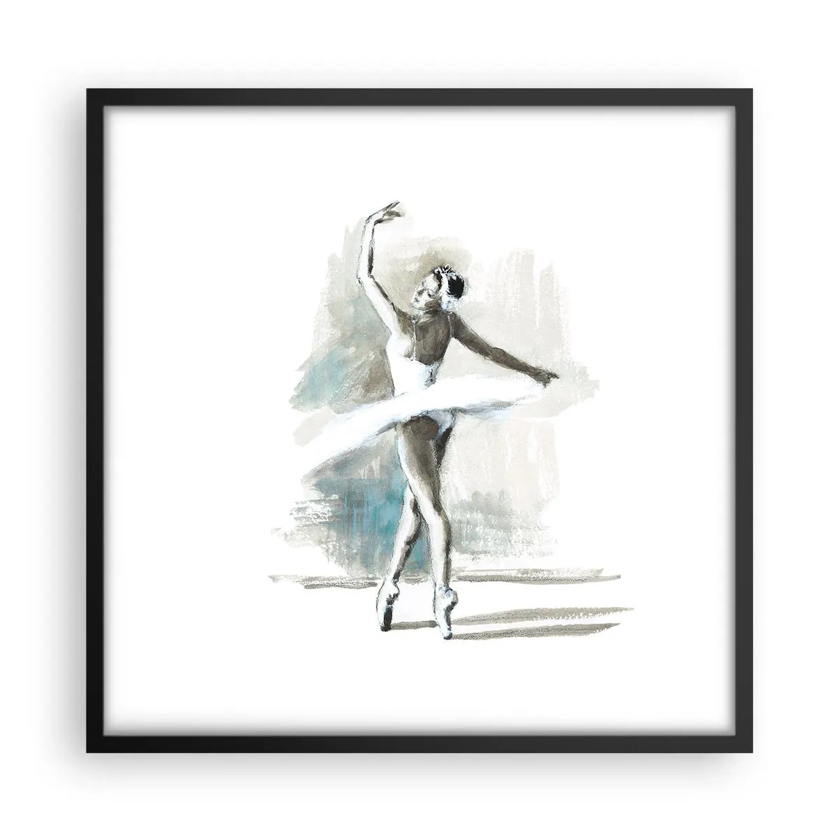 Pôster com moldura preta - Encantada num cisne - 50x50 cm
