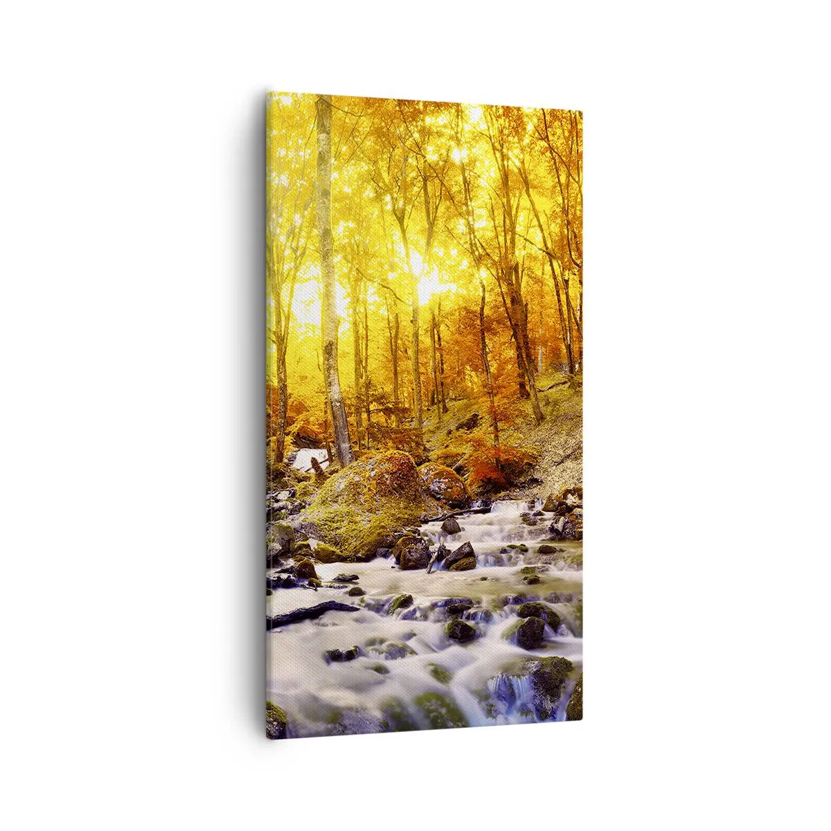 Quadro em tela - Pedras emolduradas em ouro e platina - 55x100 cm