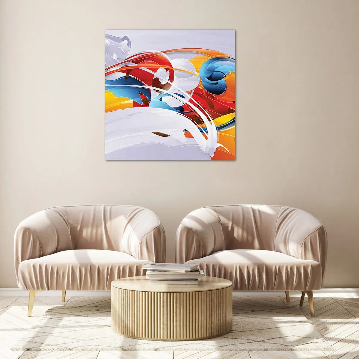 Quadro em vidro - A dança dos elementos da natureza - 50x50 cm