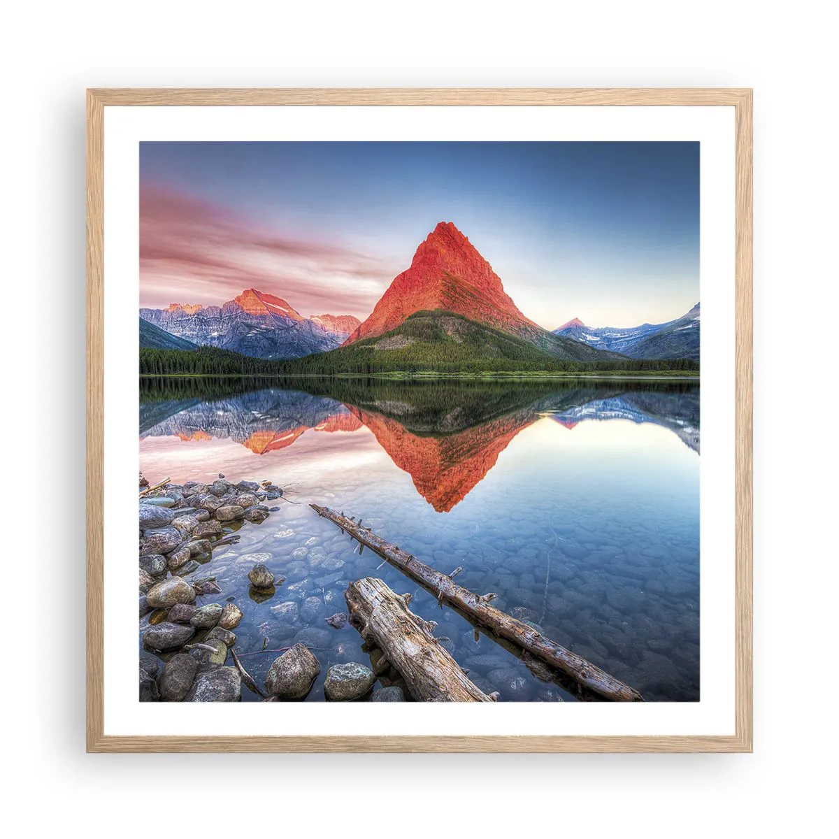 Pôster com moldura de carvalho claro - Calor e frio - 60x60 cm