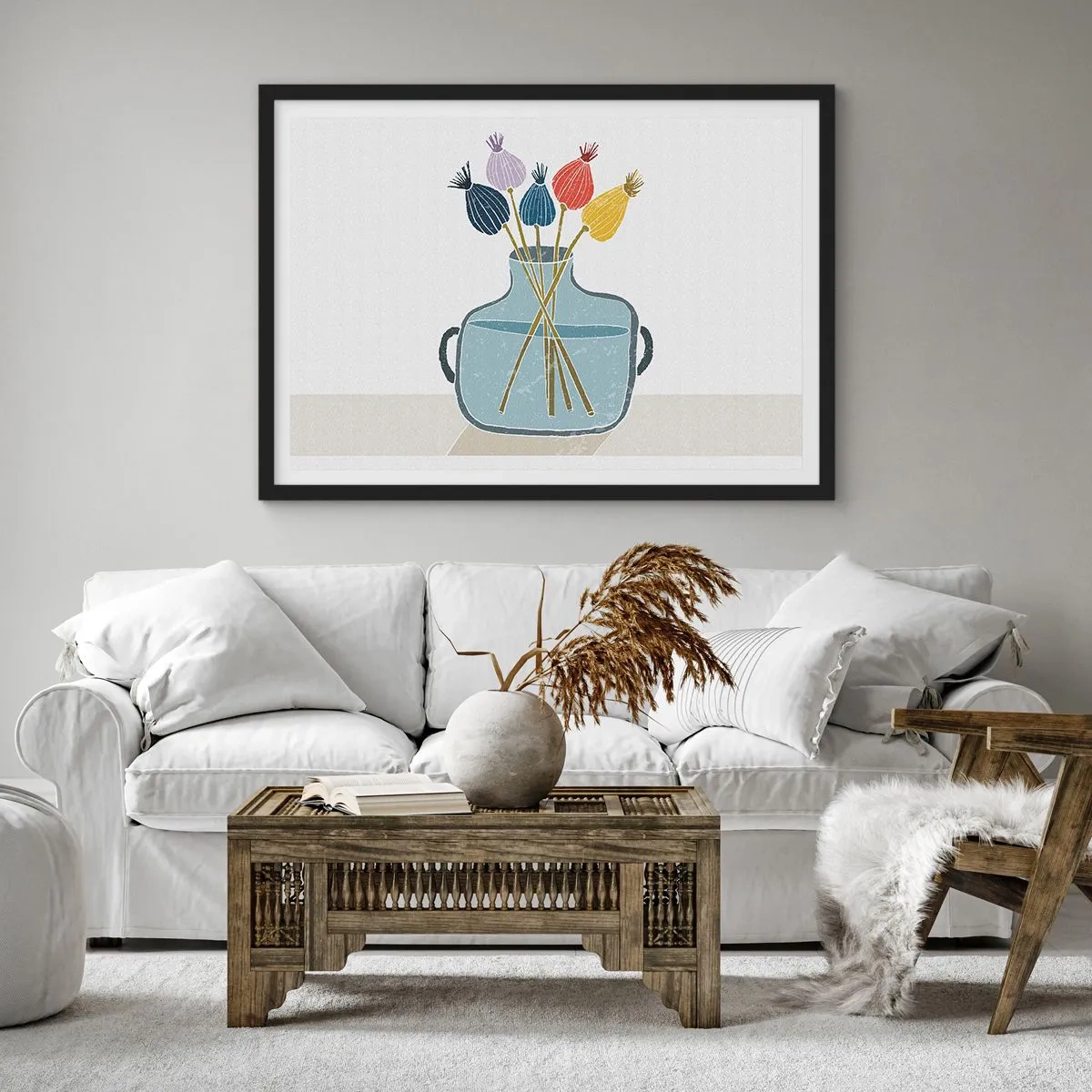 Pôster com moldura preta - Como semeou a papoula - 100x70 cm