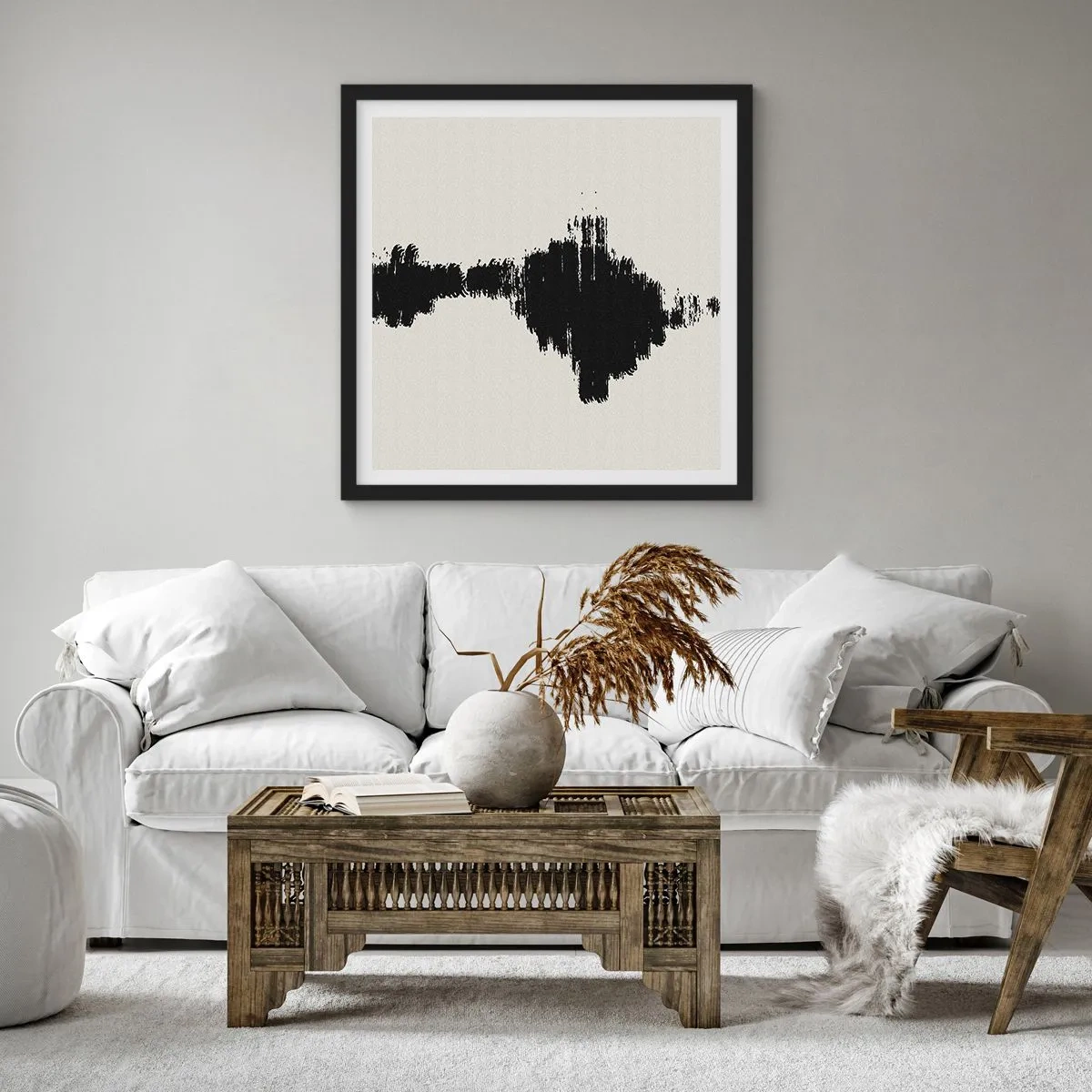 Pôster com moldura preta - Vibrações da imaginação - 40x40 cm