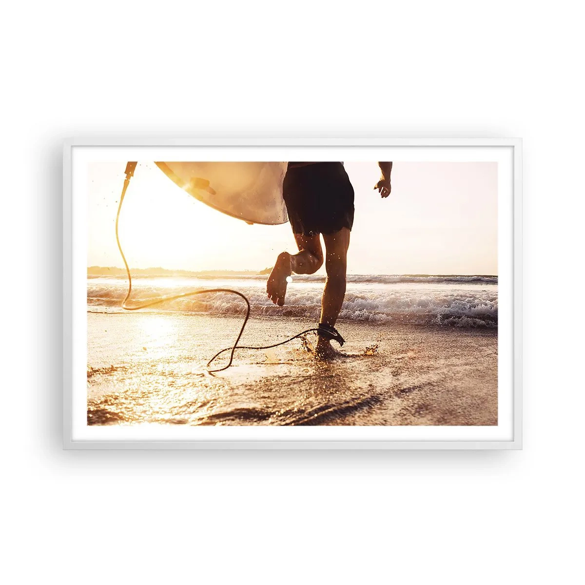 Pôster em moldura branca - Encontro das ondas - 91x61 cm