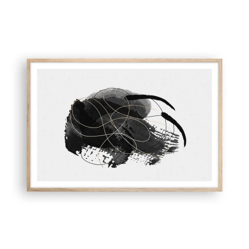 Pôster com moldura de carvalho claro - Emergido do preto - 91x61 cm