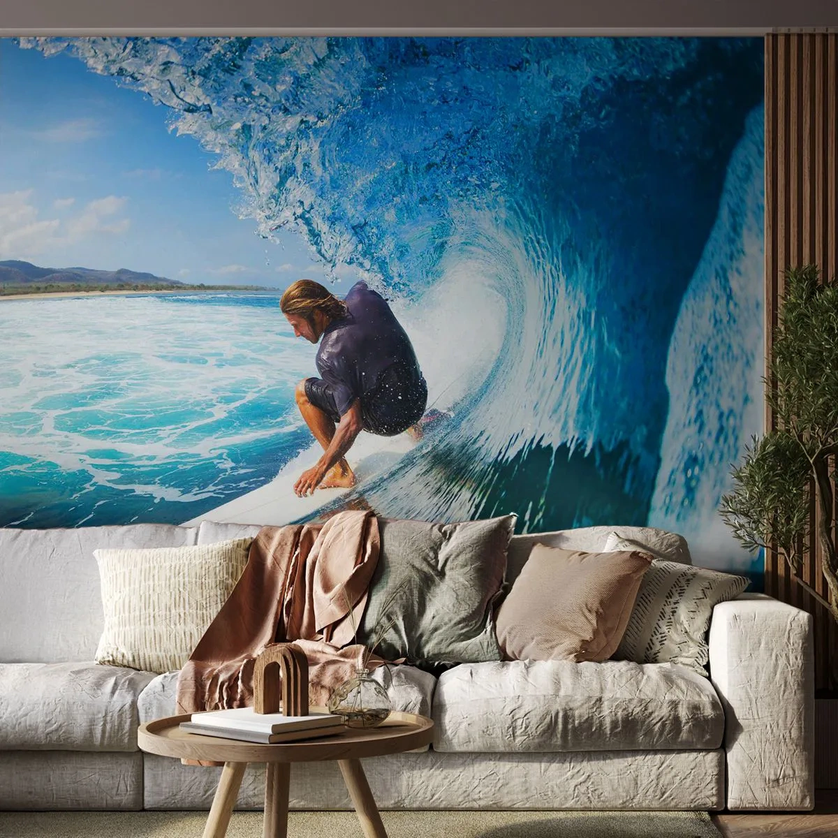 Papel de Parede Autocolante Deluxe Sticker - Dançando com as ondas - Esporte, Surfar, Prancha de surfe - 250x175 cm
