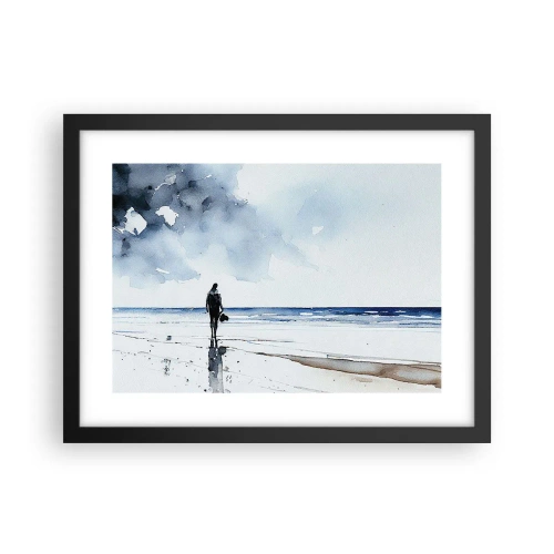 Pôster com moldura preta - Conversa com o mar - 40x30 cm