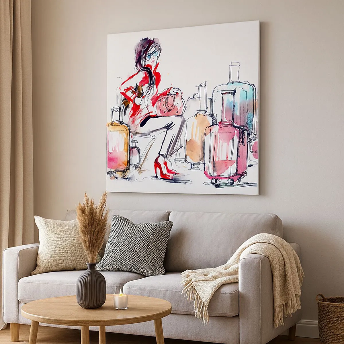 Quadro em tela - Vamos sentar antes da viagem - 30x30 cm