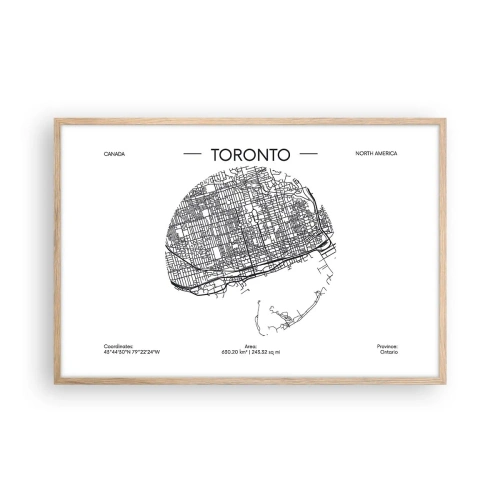 Pôster com moldura de carvalho claro - Anatomia de Toronto - 91x61 cm