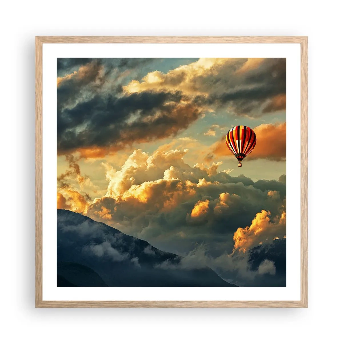 Pôster com moldura de carvalho claro - Eu voo porque sou livre - 60x60 cm