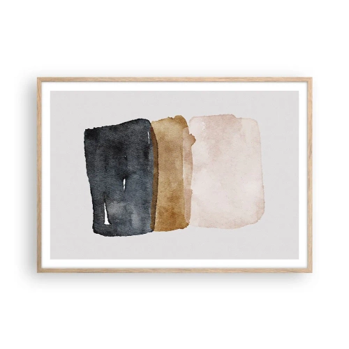 Pôster com moldura de carvalho claro - Composição das cores da terra - 100x70 cm