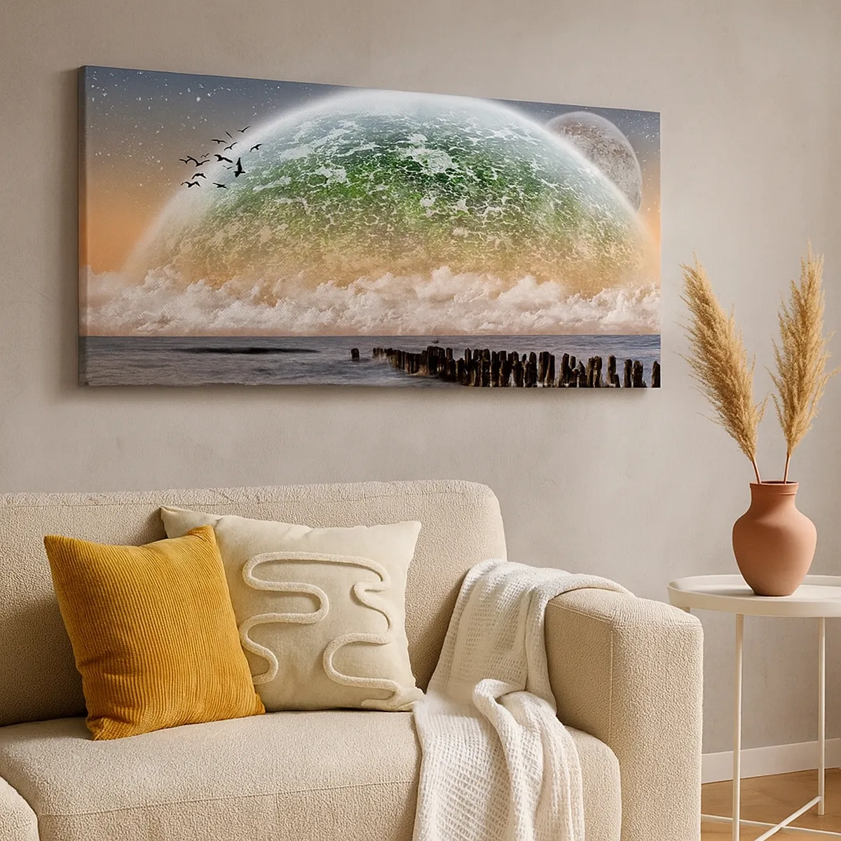 Quadro em tela - E o mundo emergiu da água - 30x30 cm