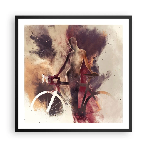 Pôster com moldura preta - Uma alma de bicicleta em formas de mármore - 60x60 cm