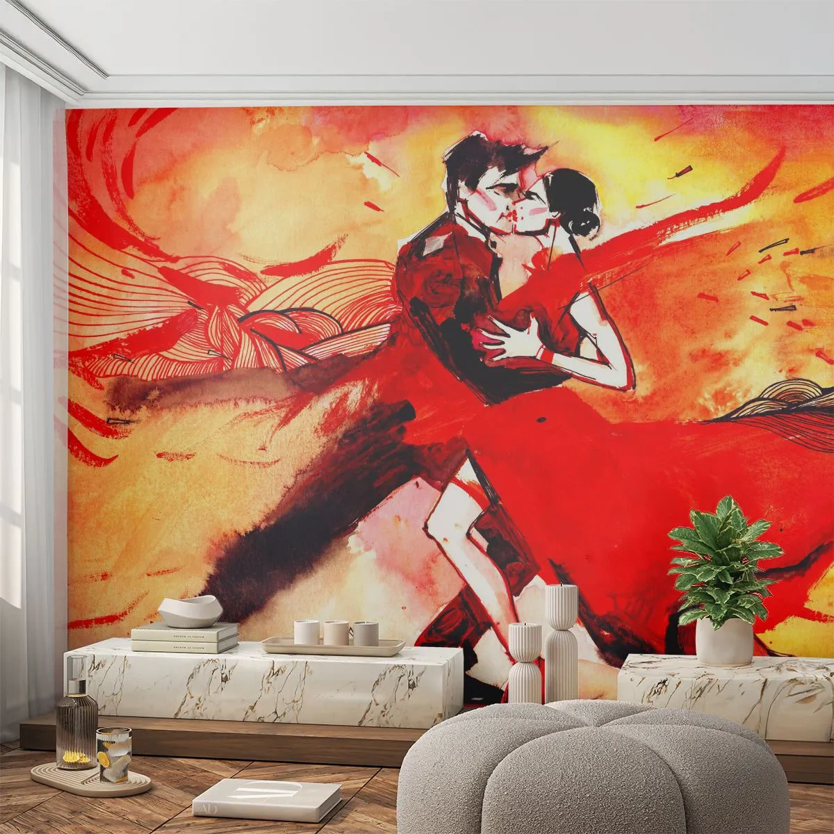 Papel de Parede Premium Sand - O ritmo roxo da paixão - Abstração, Dança, Tango - 150x105 cm