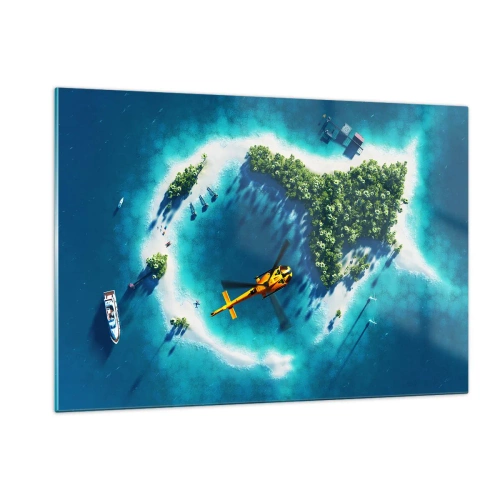 Quadro em vidro - Compre uma ilha para si - 120x80 cm