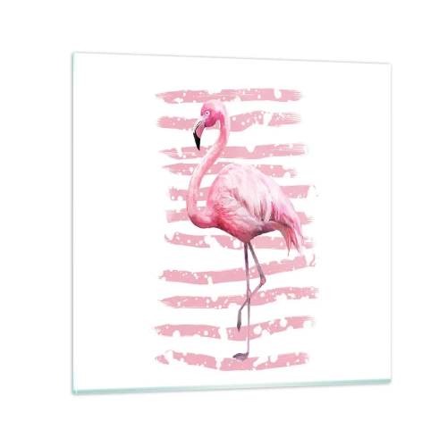 Quadro em vidro - Com dignidade, embora de rosa - 30x30 cm