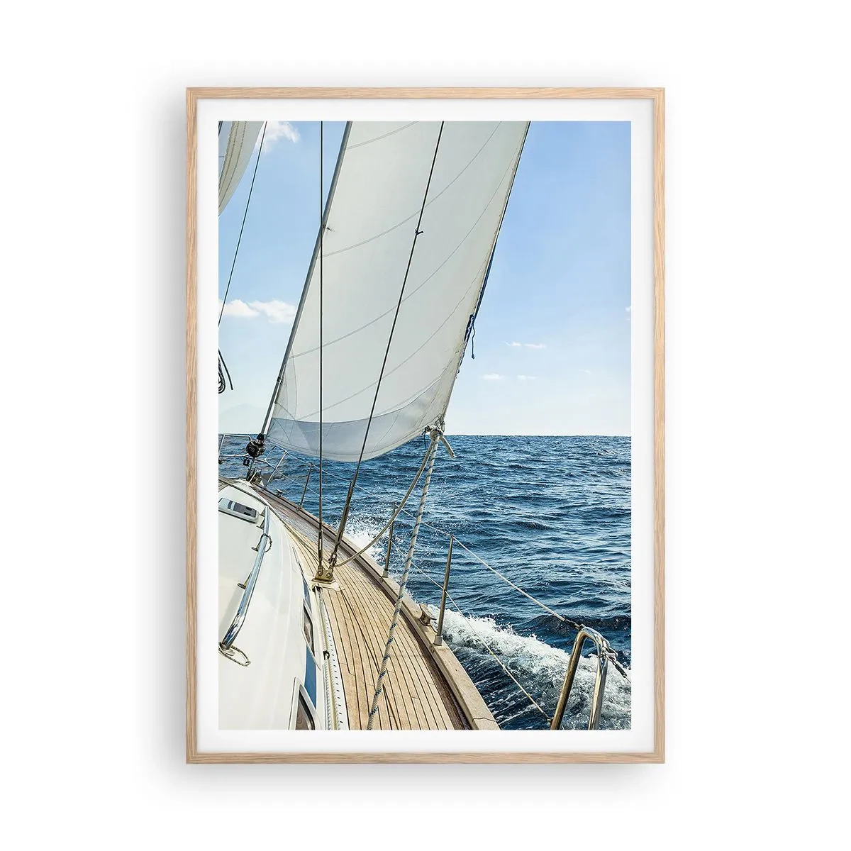 Pôster com moldura de carvalho claro - Ahoy, aventura - 70x100 cm