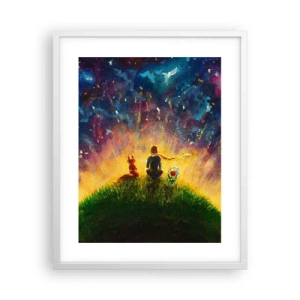 Pôster em moldura branca - Amor e amizade - o mundo inteiro - 40x50 cm