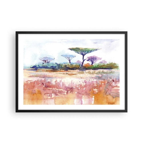 Pôster com moldura preta - Cores da savana - 70x50 cm
