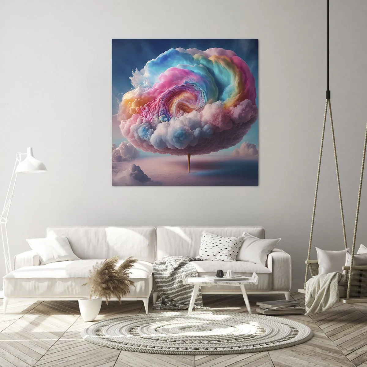 Quadro em tela - O sonho de um parque de diversões - 60x60 cm