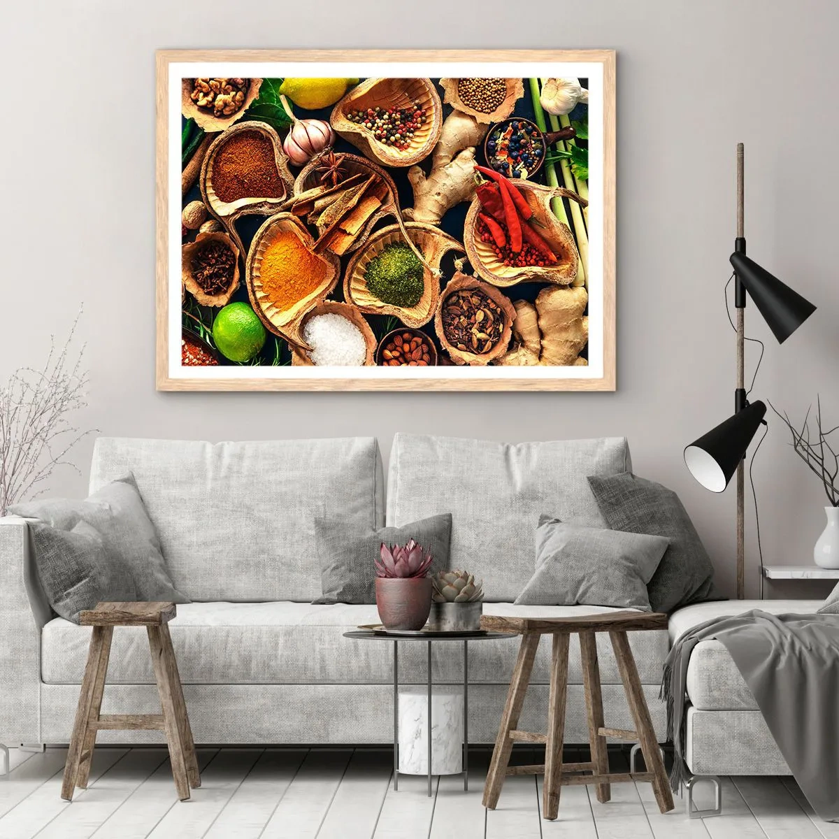 Pôster com moldura de carvalho claro - Leve o que quiser - 100x70 cm