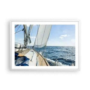 Pôster em moldura branca - Ahoy, aventura - 70x50 cm