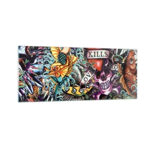 Quadro em vidro - O sonho do tatuador - 100x40 cm